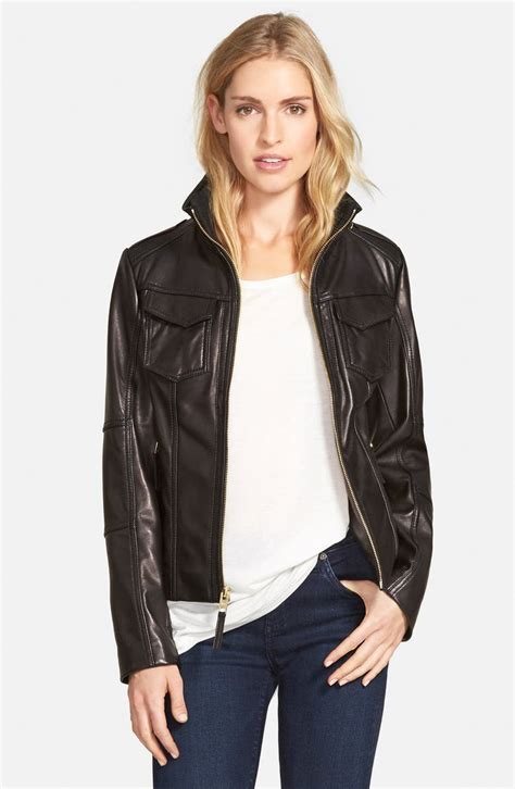 michael kors printed black and white lambskin jackets images|Michael Kors winter jacket women.